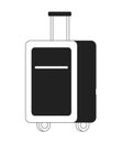 Carry on suitcase on wheels monochrome flat vector object