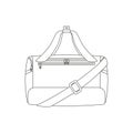 Carryall, bag. Various Sport equipment. Fitness inventory, gym accessories. Workout stuff bundle. Line art