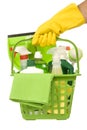 Carrying Green Cleaning Supplies Royalty Free Stock Photo