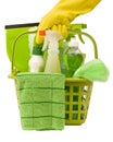 Carrying Green Cleaning Supplies Royalty Free Stock Photo