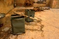 Carrying pole with buckets. A device for collecting and transporting water in Israeli museums about culture and life. Royalty Free Stock Photo