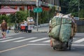 Carrying and pulling heavy load in Chengdu Royalty Free Stock Photo