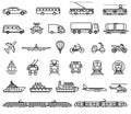Transport icons. Vector isolated outline illustrations collection