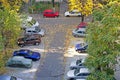 Different cars parked in a parking line 