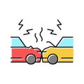 cars accident color icon vector illustration