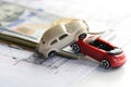 Cars accident damage, money and insurance policy contract
