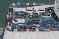 Cars aft ferry. Warnemunde, Rostock, Germany