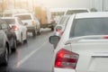 Cars brake on the road on night time. Royalty Free Stock Photo