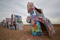 Cars buried at Cadillac ranch, Amarillo, Texas Royalty Free Stock Photo