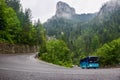 Cars and bus on the road, is one of the most spectacular drives in country