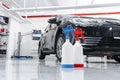 Cars in a carwash. Car wash with foam in car wash station. Carwash. Washing machine at the station. Car washing concept. Car detai Royalty Free Stock Photo