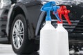 Cars in a carwash. Car wash with foam in car wash station. Carwash. Washing machine at the station. Car washing concept. Car detai Royalty Free Stock Photo