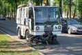 Cars for cleaning in the city. Special machinery. Machine with tassels.