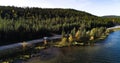 Cars on the coast of a lake in lapland 0 Royalty Free Stock Photo