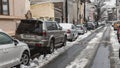 Cars covered in snow, first day of winter