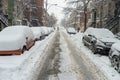 Cars covered in snow during snowstorm Royalty Free Stock Photo