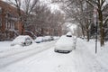 Cars covered in snow during snowstorm Royalty Free Stock Photo