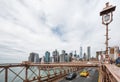 Cars crossing the Brooklyn Bridge in New York Royalty Free Stock Photo