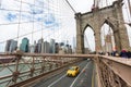 Cars crossing the Brooklyn Bridge in New York Royalty Free Stock Photo