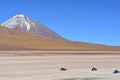 Cars crossing the Eduardo Alvaroa National Park, Bolivia