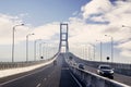 Cars crossing on tollway of Suramadu bridge