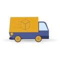 Delivery truck van isolated on white background. Online service concept. Supply of things and mail to home and office. Simple vect Royalty Free Stock Photo