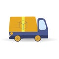 Delivery truck van isolated on white background. Online service concept. Supply of things and mail to home and office. Simple vect Royalty Free Stock Photo