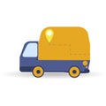 Delivery truck van isolated on white background. Online service concept. Supply of things and mail to home and office. Simple vect Royalty Free Stock Photo