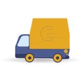 Delivery truck van isolated on white background. Online service concept. Supply of things and mail to home and office. Simple vect Royalty Free Stock Photo