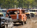 Cars in demolition derby Royalty Free Stock Photo