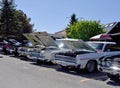 Cars on display at summer car show Royalty Free Stock Photo