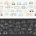 Cars doodles seamless banner