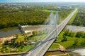 Cars drive on cable-stayed Redzinski Bridge over river Royalty Free Stock Photo