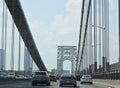Cars drive on I95 crossing the George Washington Bridge between Manhattan and Fort Lee, New Jersey. Traffic Royalty Free Stock Photo