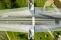 Cars drive on Redzinski Bridge over river with dark water Royalty Free Stock Photo