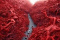 cars driving in blood vessels