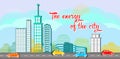 Cars Driving City Street Panorama Urban Road Flat Vector Illustration Royalty Free Stock Photo