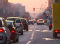 Cars driving on city street traffic jam Royalty Free Stock Photo