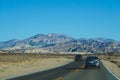 Cars driving through death valley