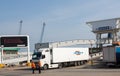 Lorry driving of a ferry at Dover port