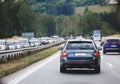 Cars driving on highway in traffic jam Royalty Free Stock Photo