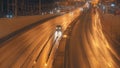 Cars driving on night city street