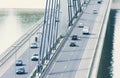 Cars driving traffic on bridge