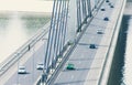 Cars driving traffic on bridge