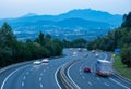 Cars at dusk on the A8 highway, city of Donostia-San Sebastian, Euskadi