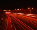 Cars entering motorway at night