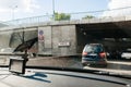 Cars entering Paris peripherique ring road highway