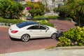 Cars on the famous, winding Lombard Street, San Francisco, California, USA Royalty Free Stock Photo