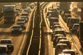 Cars going very slowly in a traffic jam during the morning rushhour Royalty Free Stock Photo