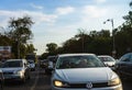 Cars in heavy traffic in Bucharest, Romania, 2019 Royalty Free Stock Photo